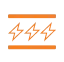A imagem apresenta um padrão quadrado com três linhas zigue-zague horizontais na cor laranja, igualmente espaçadas sobre um fundo cinza. Os zigue-zagues são definidos e formam um desenho geométrico que se repete, trazendo uma referência moderna aos Quadrados de soluções da Tecnogera. Ao redor do padrão, o fundo é preto.