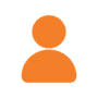Ícone laranja de usuário em fundo cinza claro, usado no portal Tecnogera como avatar padrão de perfil simplificado.